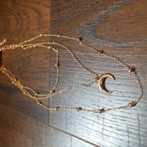 Gold Multilayer Crescent Moon Necklace